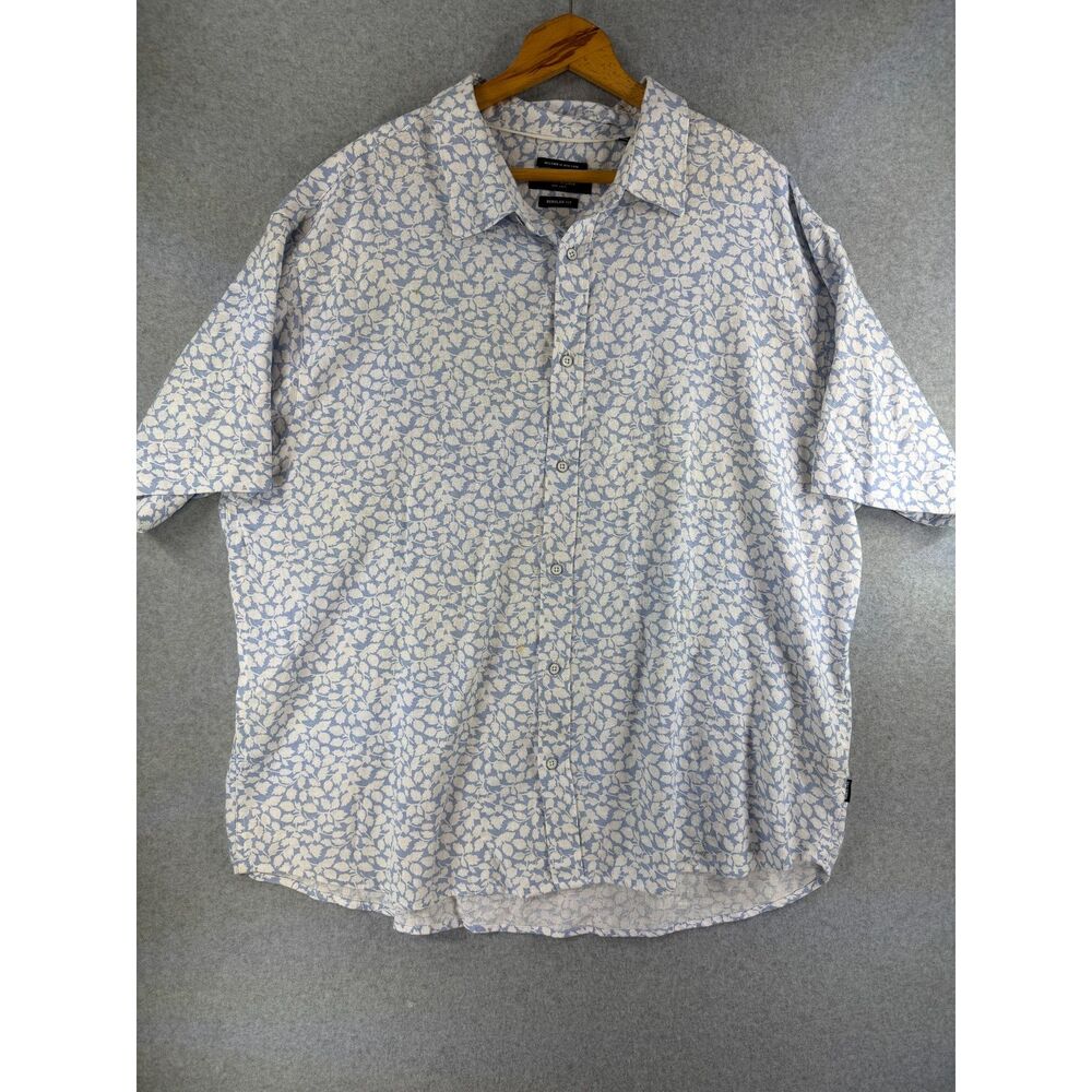 Kenneth Cole New York Men’s 3XL Blue Floral Linen Blend Shirt 3686
